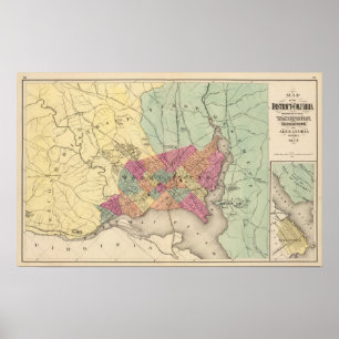 Póster Mapa del distrito de Columbia, Washington