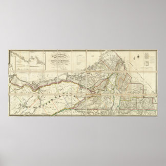 Póster Mapa del Distrito de Montreal, Baja Canadá