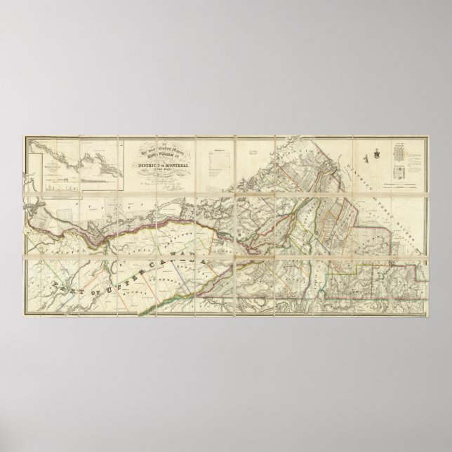 Póster Mapa del Distrito de Montreal, Baja Canadá (Frente)