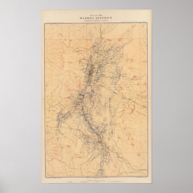 Póster Mapa del distrito de Washoe que muestra reclamos m (Frente)