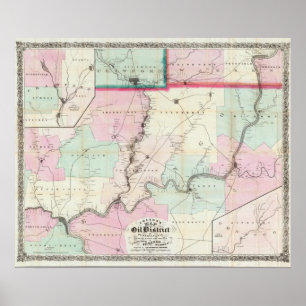 Póster Mapa del distrito del aceite de Pennsylvania