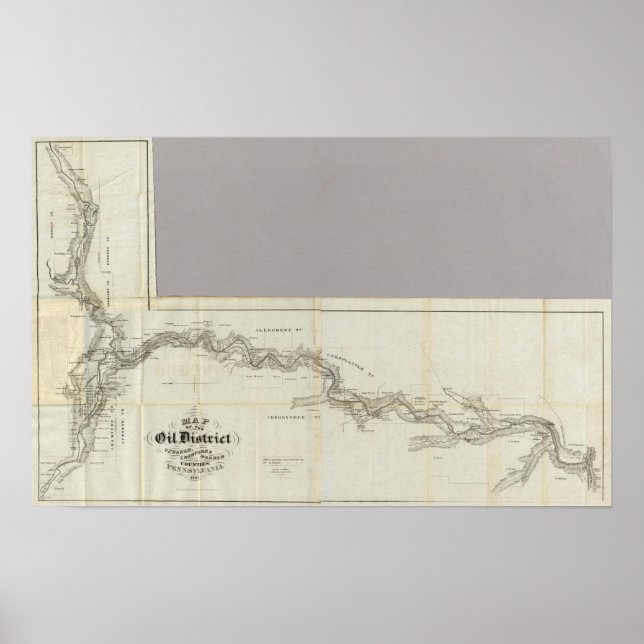 Póster Mapa Del Distrito Petrolero De Venango (Frente)
