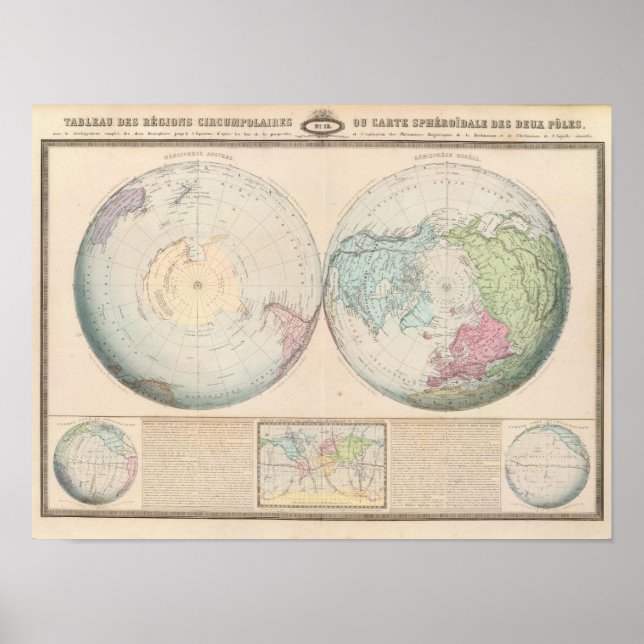 Póster Mapa del doble hemisferio del mundo (Frente)
