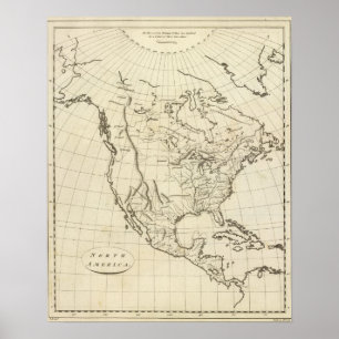 Póster Mapa del esquema de América del Norte