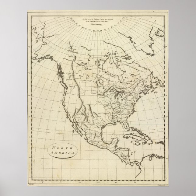 Póster Mapa del esquema de América del Norte (Frente)