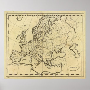 Póster Mapa del esquema de Europa