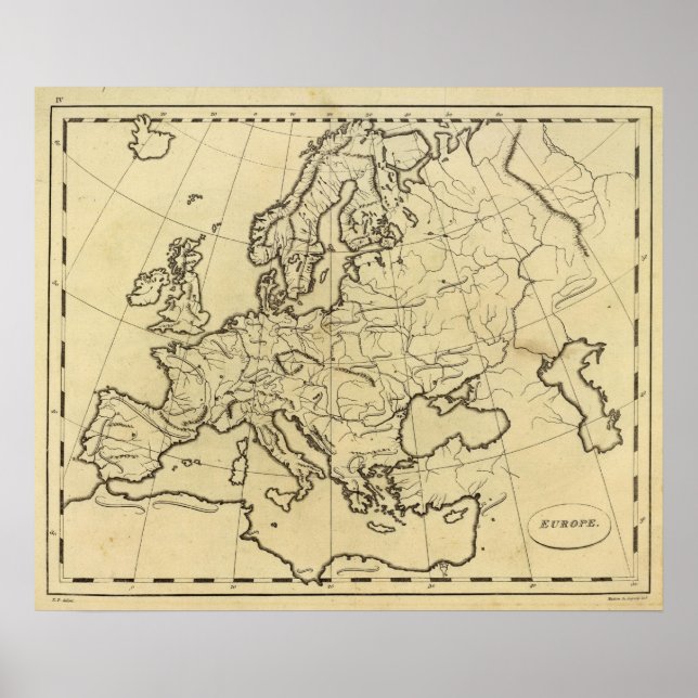 Póster Mapa del esquema de Europa (Frente)