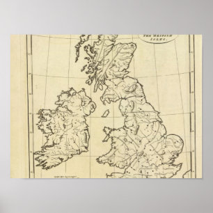 Póster Mapa del esquema de las Islas Británicas