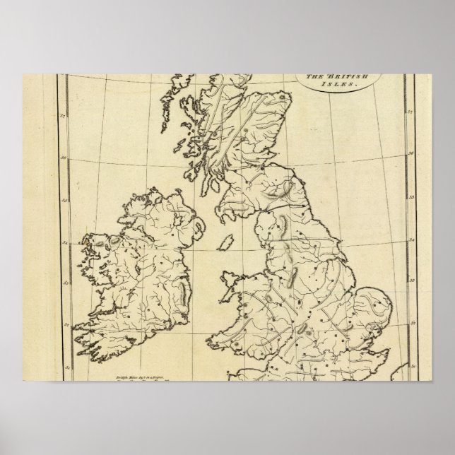 Póster Mapa del esquema de las Islas Británicas (Frente)