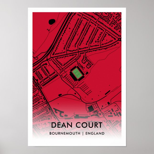 Póster Mapa del estadio Dean Court - Casa de la AFC Bourn (Frente)