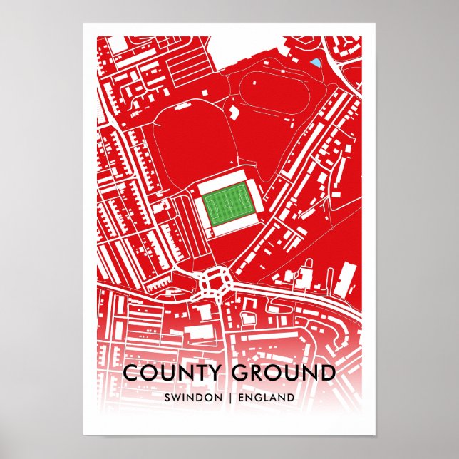 Póster Mapa del estadio del condado - Hogar de la ciudad  (Frente)