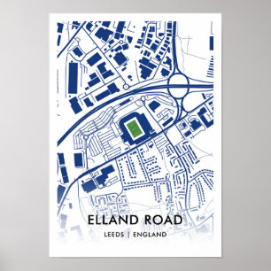 Póster Mapa del Estadio Elland Road - Home of Leeds Unite