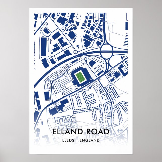 Póster Mapa del Estadio Elland Road - Home of Leeds Unite (Frente)