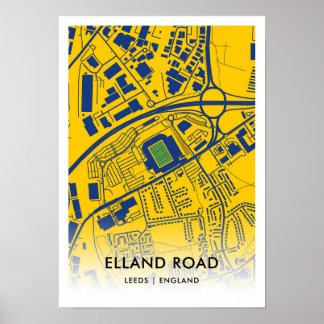 Póster Mapa del Estadio Elland Road, sede del equipo de f