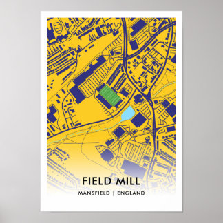 Póster Mapa del estadio Field Mill - Casa del FC Mansfiel