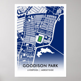 Póster Mapa del Estadio Goodison Park - Hogar del Everton