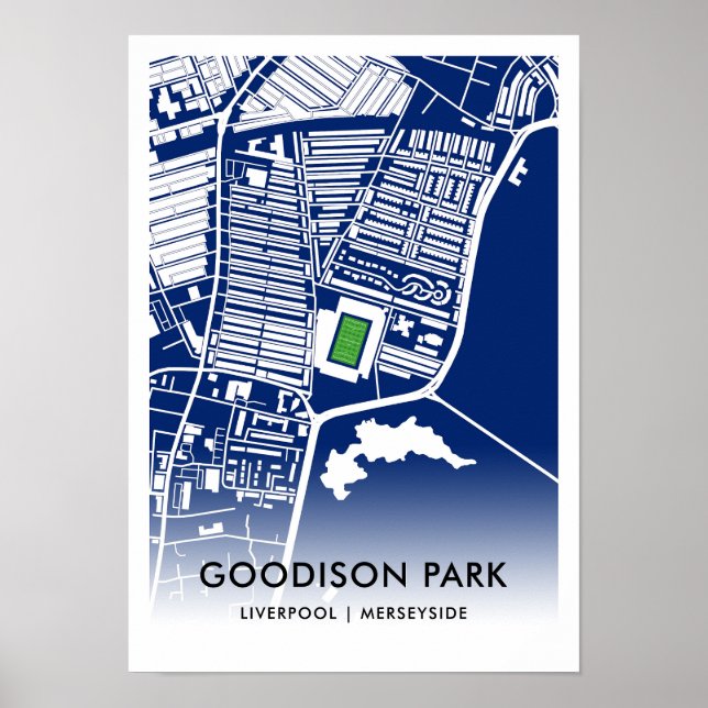 Póster Mapa del Estadio Goodison Park - Hogar del Everton (Frente)