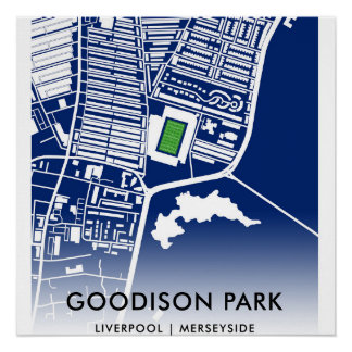 Póster Mapa del Estadio Goodison Park - Hogar del Everton