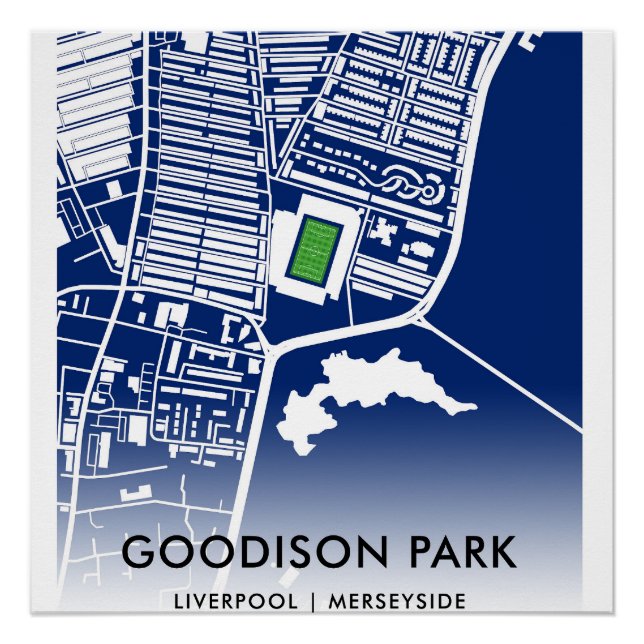 Póster Mapa del Estadio Goodison Park - Hogar del Everton (Anverso)