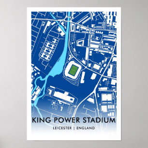 Póster Mapa del Estadio King Power - Casa de Leicester Ci