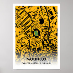 Póster Mapa del Estadio Molineux - Wolverhampton Wanderer