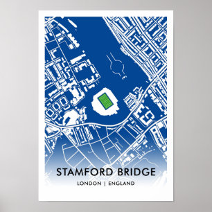 Póster Mapa del estadio Stamford Bridge - Hogar del Chels