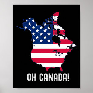 Póster Mapa del estado 51 de Canadá Estados Unidos Bander