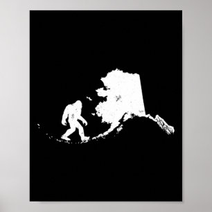 Póster Mapa del estado de Alaska Mapa Sasquatch Hombres R