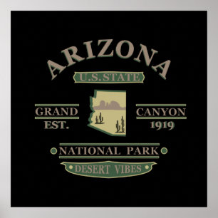 Póster mapa del estado de arizona