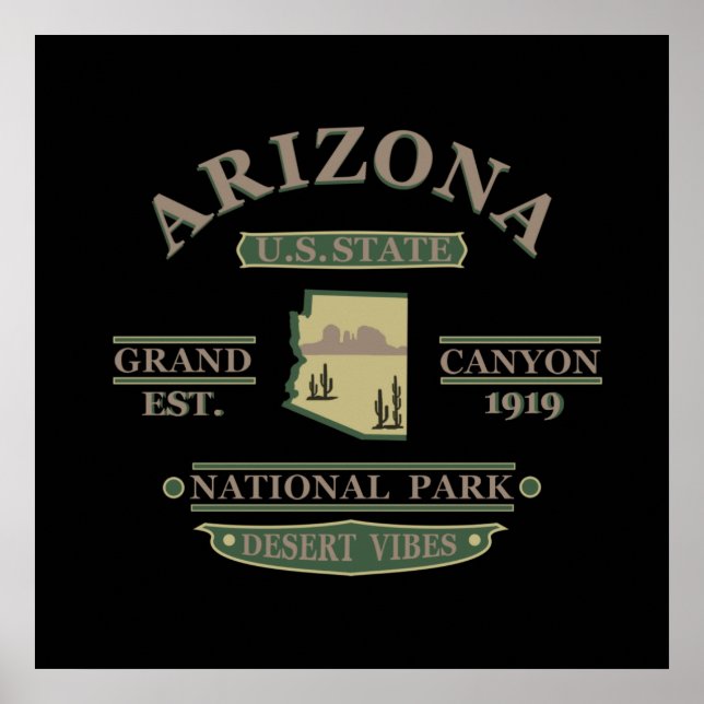 Póster mapa del estado de arizona (Frente)