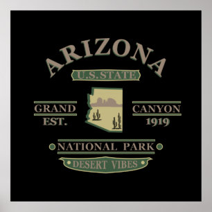 Póster mapa del estado de arizona