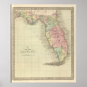 Póster Mapa del estado de Florida