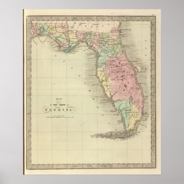 Póster Mapa del estado de Florida (Frente)