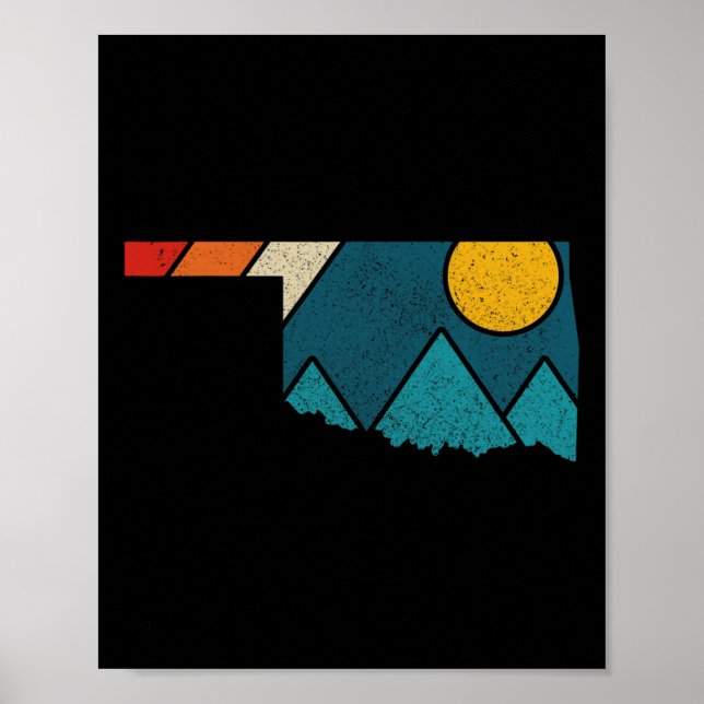 Póster Mapa del estado de la época de Oklahoma Montañas r (Frente)