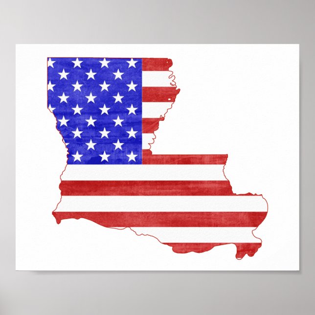 Póster Mapa del estado de la silueta de Louisiana USA (Frente)