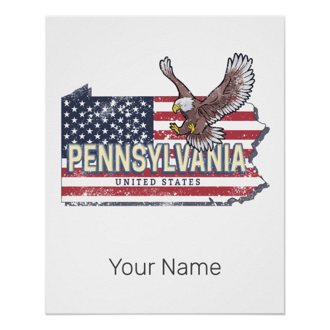 Póster Mapa del estado de Pennsylvania (Anverso)