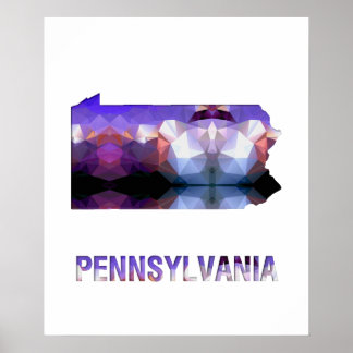 Póster Mapa del estado del Mosaico del Polígono PENNSYLVA