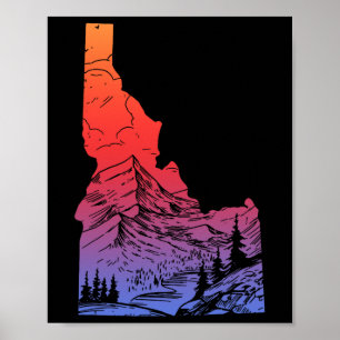 Póster Mapa del Estado del Orgullo de las Montañas de Ida