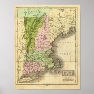 Póster Mapa del este de Olney de los estados