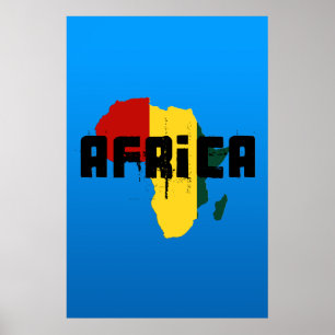 Póster Mapa del estilo del reggae de Ragga África del