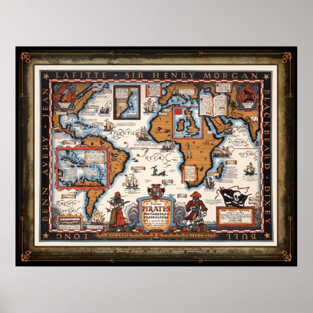 Póster Mapa del famoso Poster de Piratas (Frente)