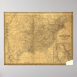 Póster Mapa del ferrocarril de 1847 de los Estados Unidos