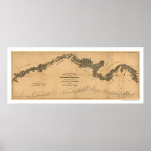 Póster Mapa del ferrocarril de Gettysburg 1839