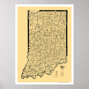 Póster Mapa del ferrocarril de Indiana de 1897