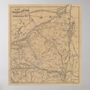 Póster Mapa del ferrocarril de las montañas de Adirondack