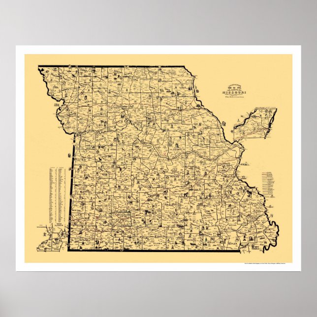 Póster Mapa del ferrocarril de Misuri de 1897 (Frente)