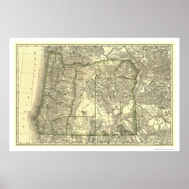 Póster Mapa del ferrocarril de Oregón 1876 (Frente)