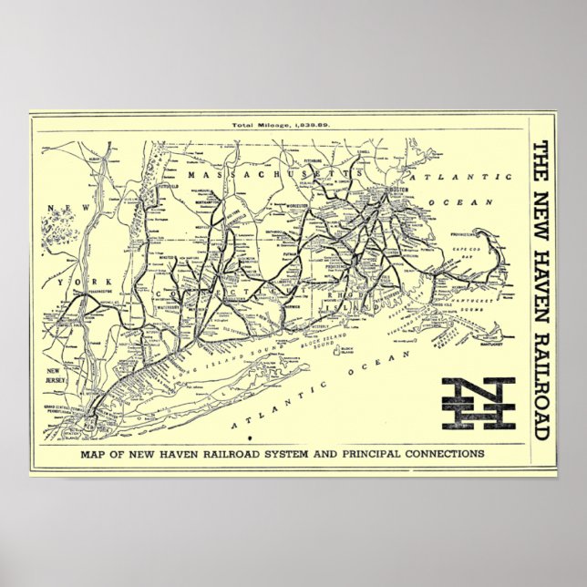 Póster Mapa del ferrocarril New Haven Railroad 1956 (Frente)