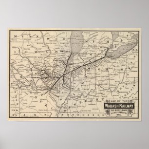 Póster Mapa del ferrocarril Wabash