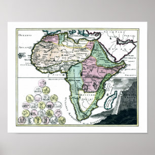 Póster Mapa del Feto en África de 1720
